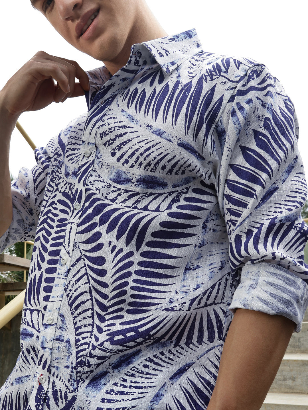 Printed Linen Shirt Without Pocket