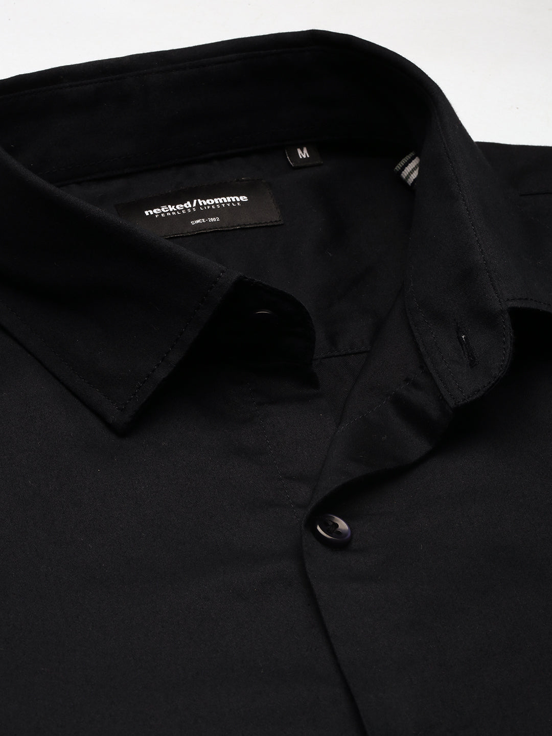 Black Plain Satin Shirt Without Pocket