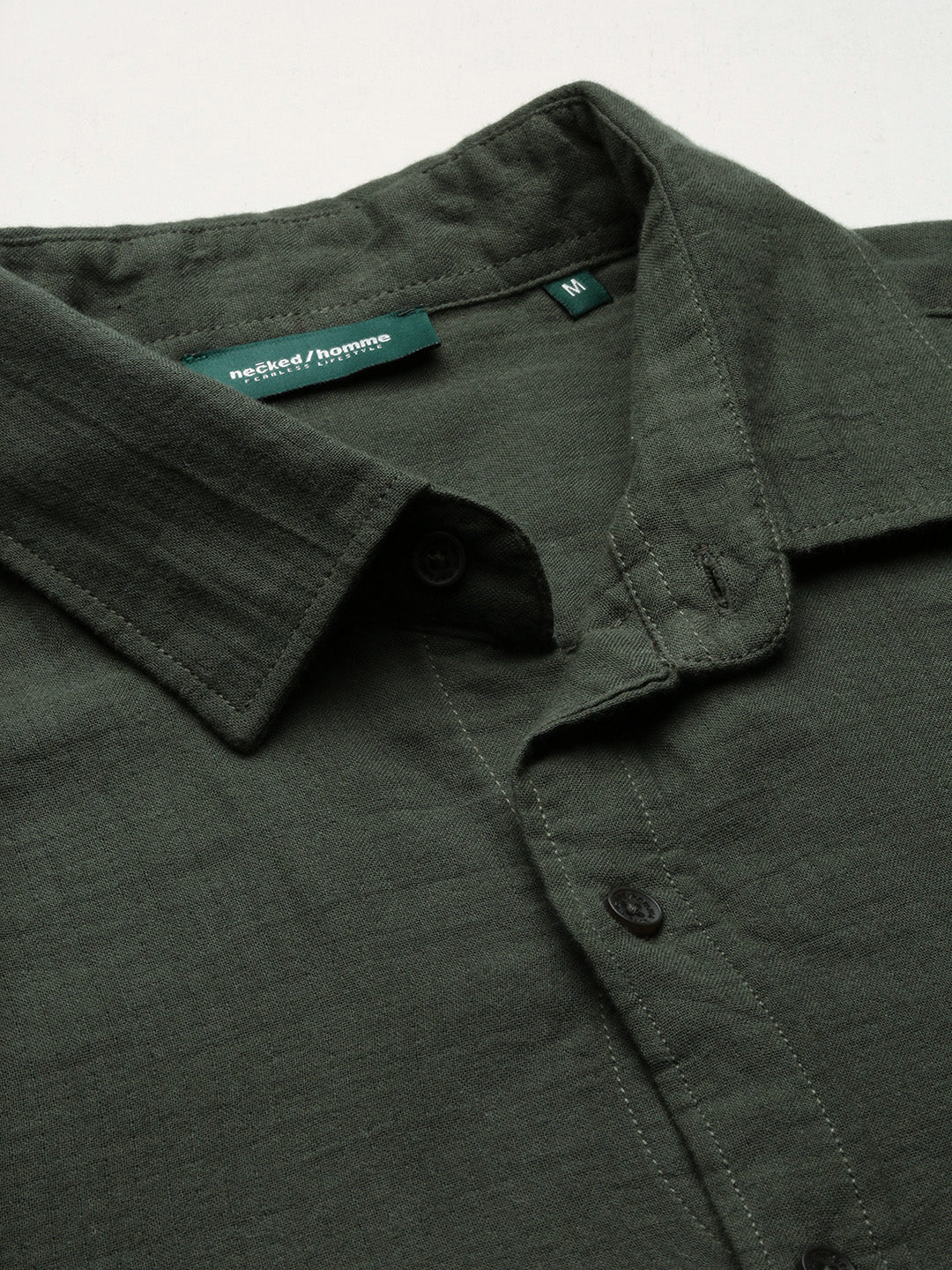 Olive Doble Cloth Cotton Shirt With Pocket