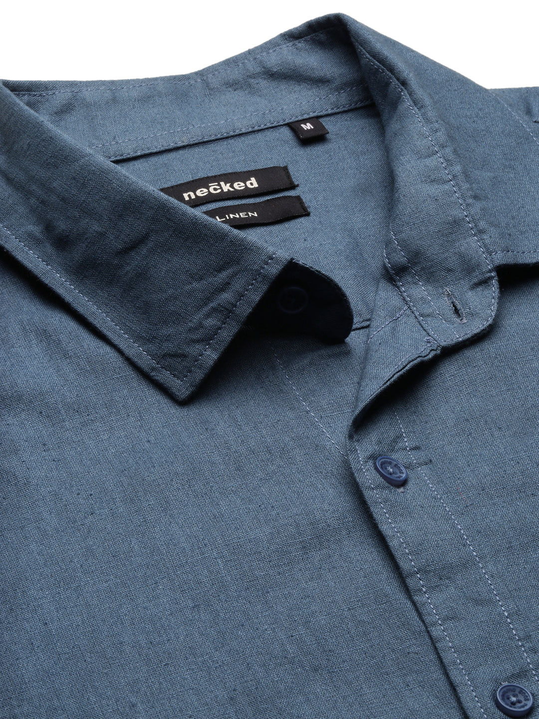 Casual Blue Linen Shirt With Pocket