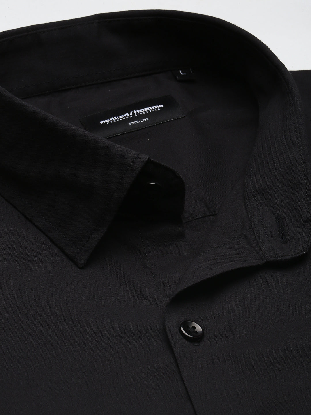 Black Herringbone Shirt Without Pocket