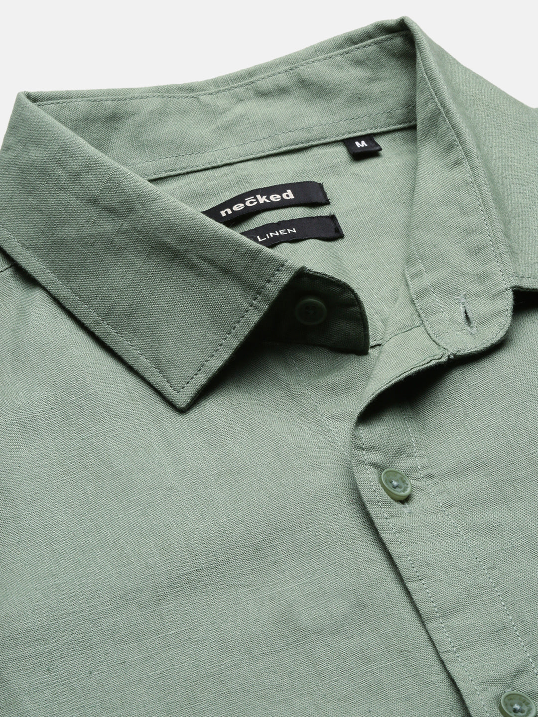 Vintage Green Linen Shirt With Pocket