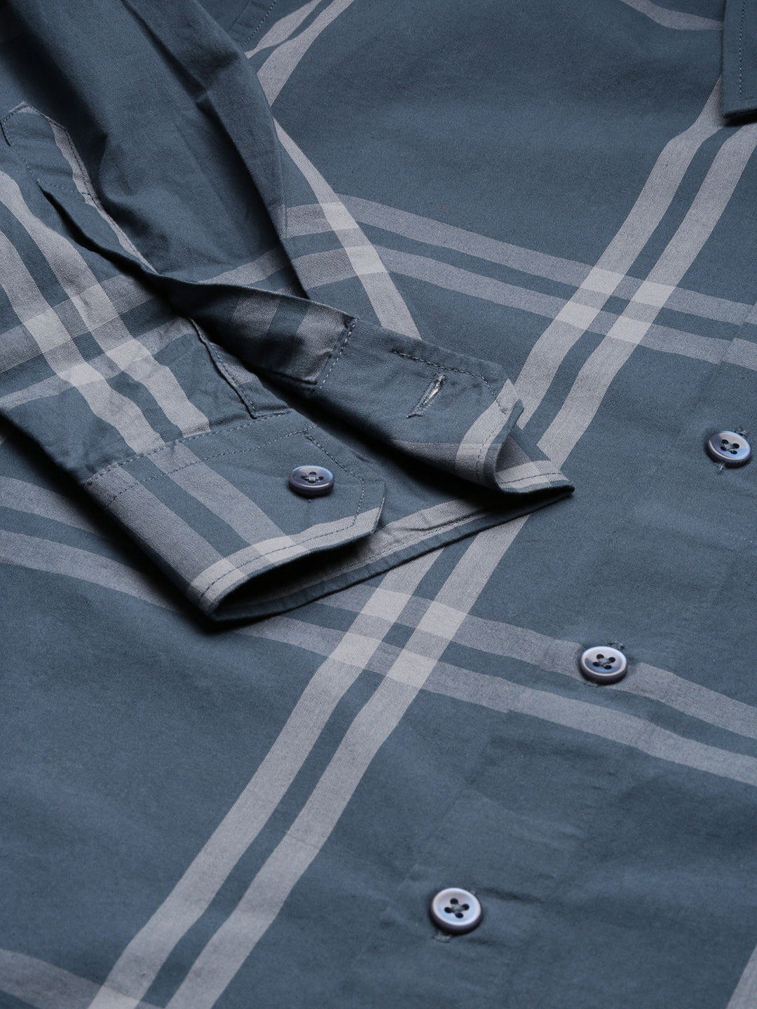 Classic Cobalt Checks Shirt Without Pocket