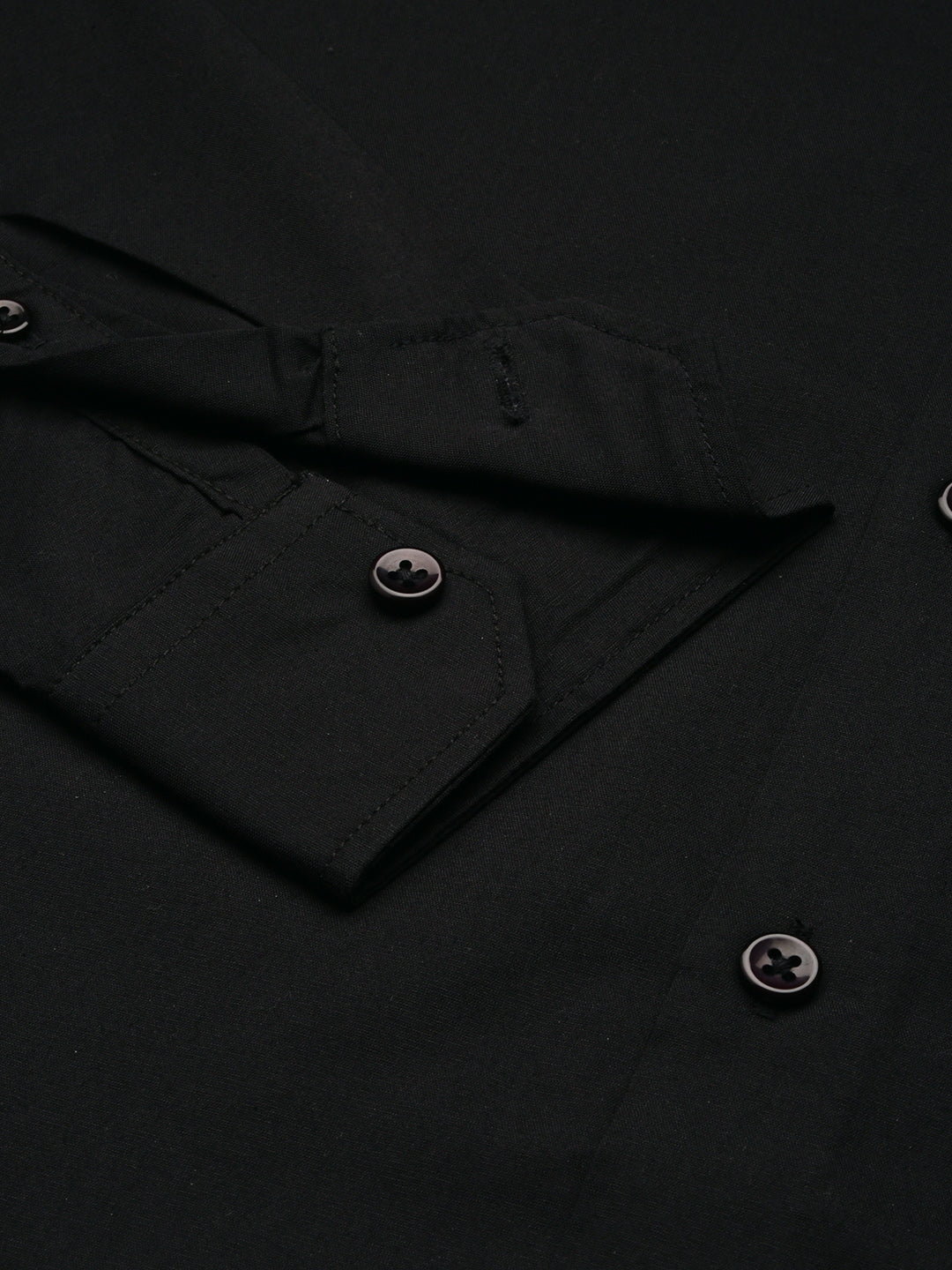 Black Full Sleeve Plain Shirt Without Pocket